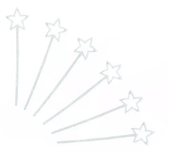 Pacote de 6 varinhas estrela prateadas de 23 cm em cores sortidas
