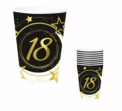 Pack de 6 Copos 18 Anos de 240 ml (90 cm)