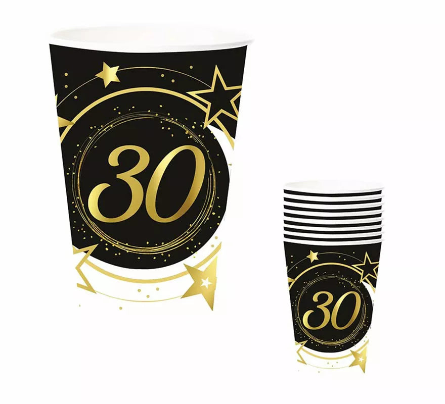 Translation missing: pt-PT.Pack de 6 Vasos 30 Años Cumpleaños y Aniversarios de 240 ml (90 cm)