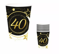Pack de 6 Copos 40 Anos 240 ml (90 cm)