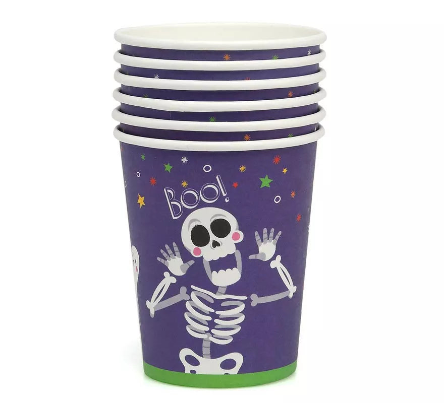 Translation missing: pt-PT.Pack de 6 Vasos Esqueleto Boo de papel