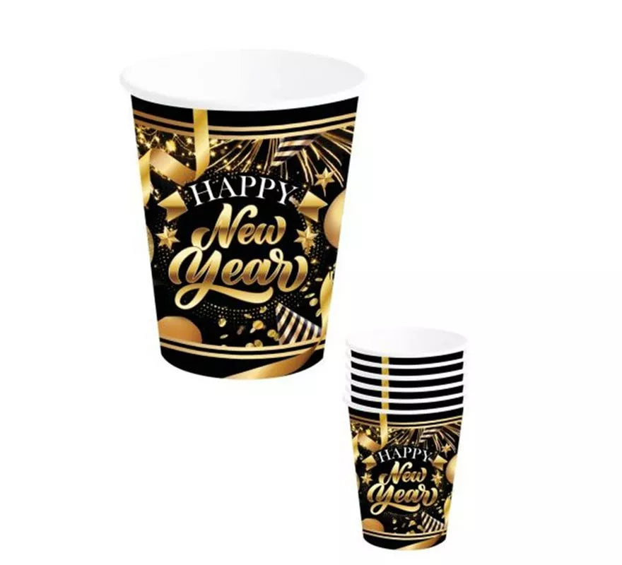 Translation missing: pt-PT.Pack de 6 Vasos Happy New Year 240 ml y 9 cm