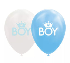 Pack de 8 Balões Bebé Azul/Branco 30 cm