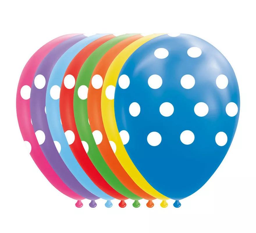 Translation missing: pt-PT.Pack de 8 Globos Lunares de Colores Surtidos de 30 cm