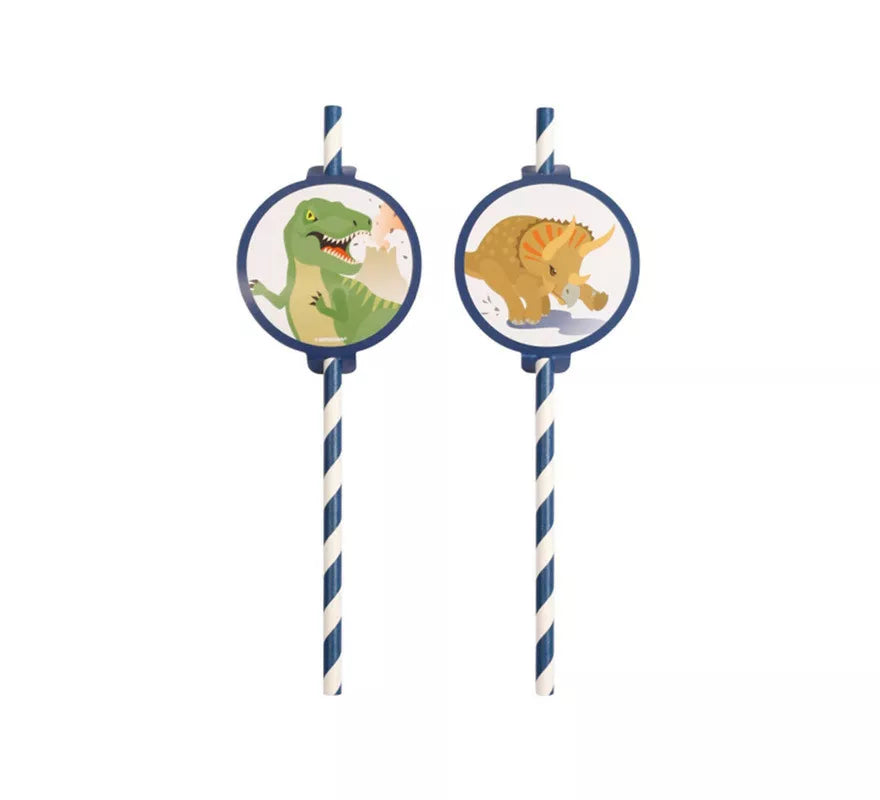 Translation missing: pt-PT.Pack de 8 Pajitas de Dinosaurios de Cartón de 19,7 cm