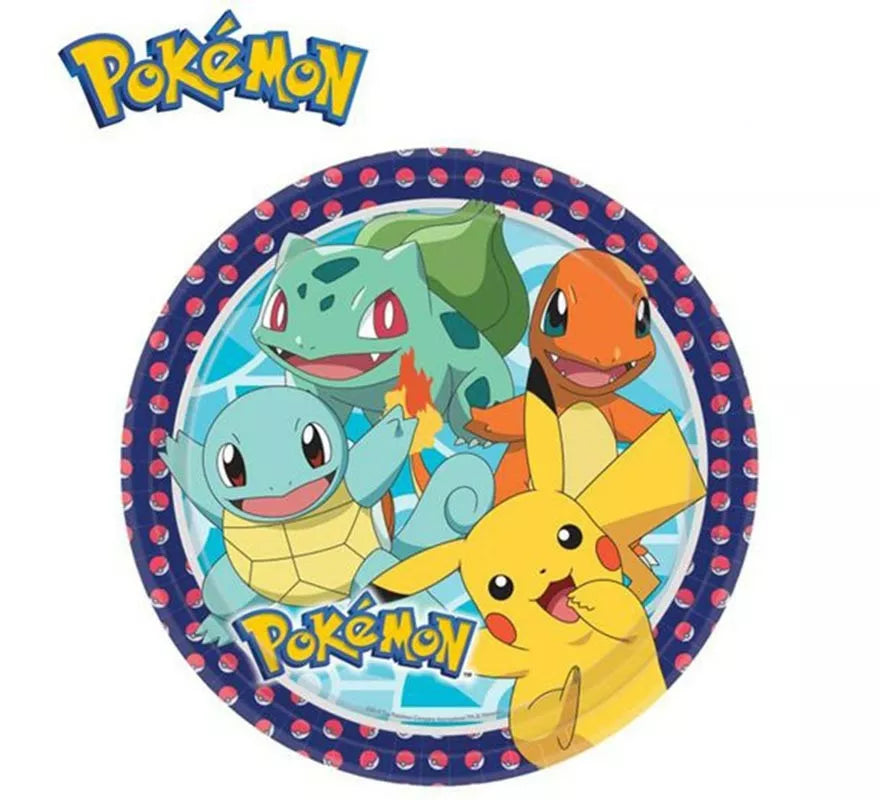 Translation missing: pt-PT.Pack de 8 Platos de papel de Pokémon de 23 cm