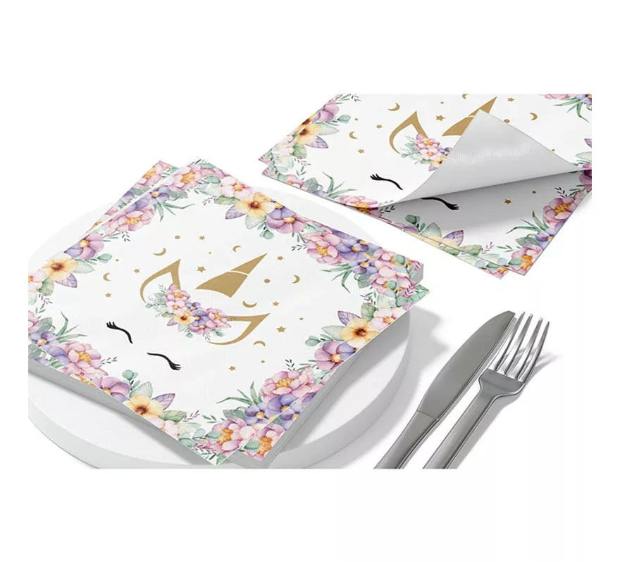 Translation missing: pt-PT.Pack de 8 Servilletas de Unicornio de 33x33 cm
