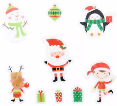 Pacote com 9 adesivos de gel em formato de figuras natalinas sorridentes, 20x25 cm