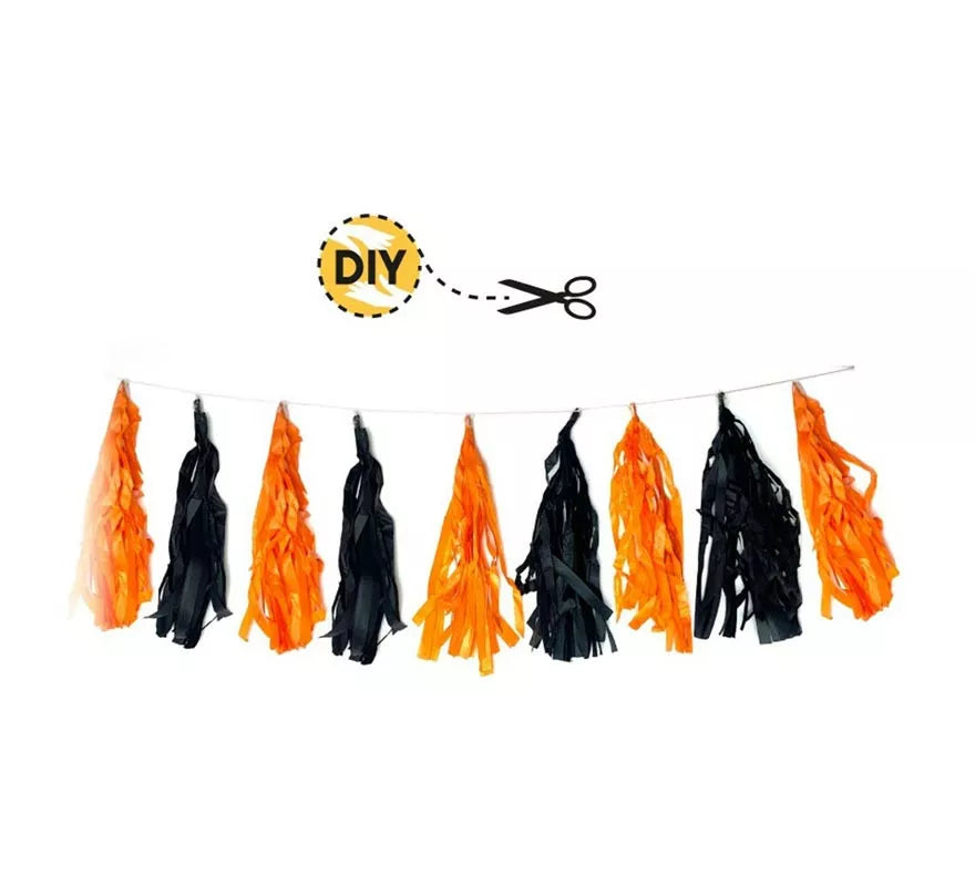 Translation missing: pt-PT.Pack de 9 Pompones naranja y negro DIY de 9 m