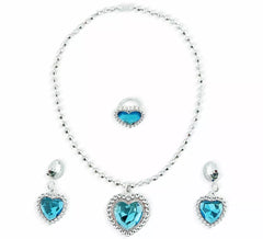 Conjunto Princesa Azul com Colar, Brincos e Anel