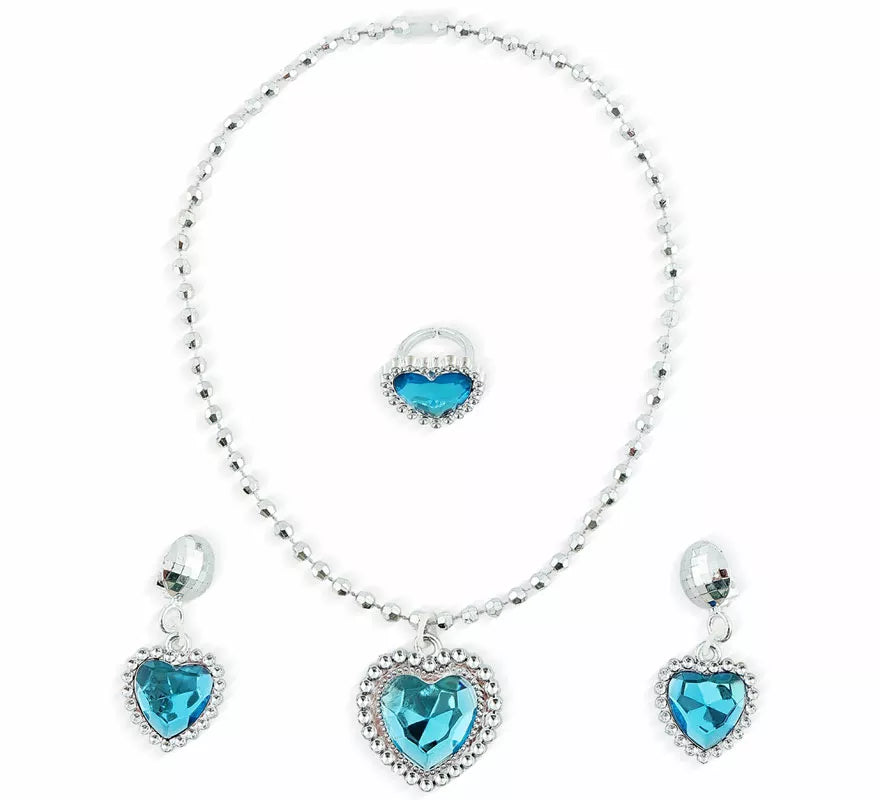Translation missing: pt-PT.Pack de Collar, Pendientes y Aniño azules de Princesa
