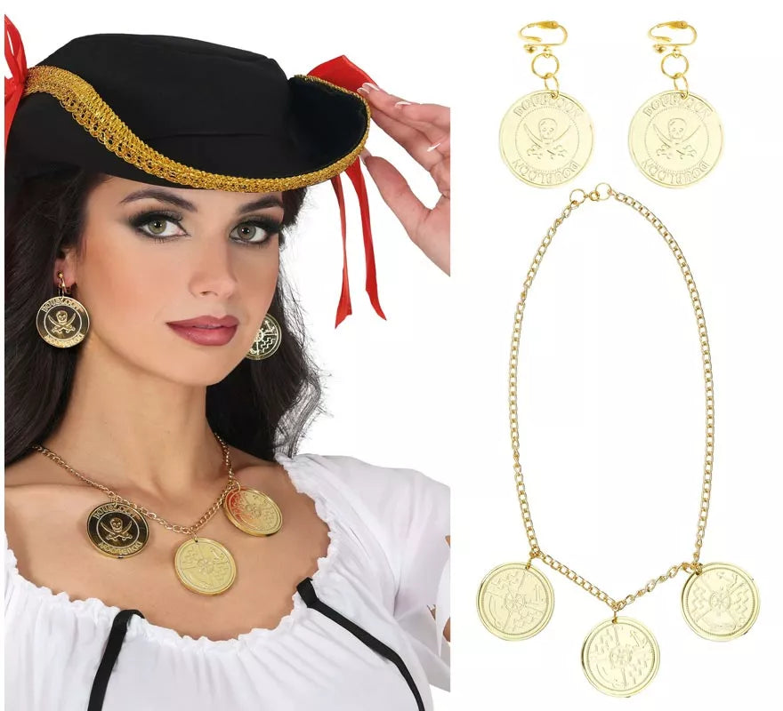Translation missing: pt-PT.Pack de Collar y Pendientes de Monedas Pirata