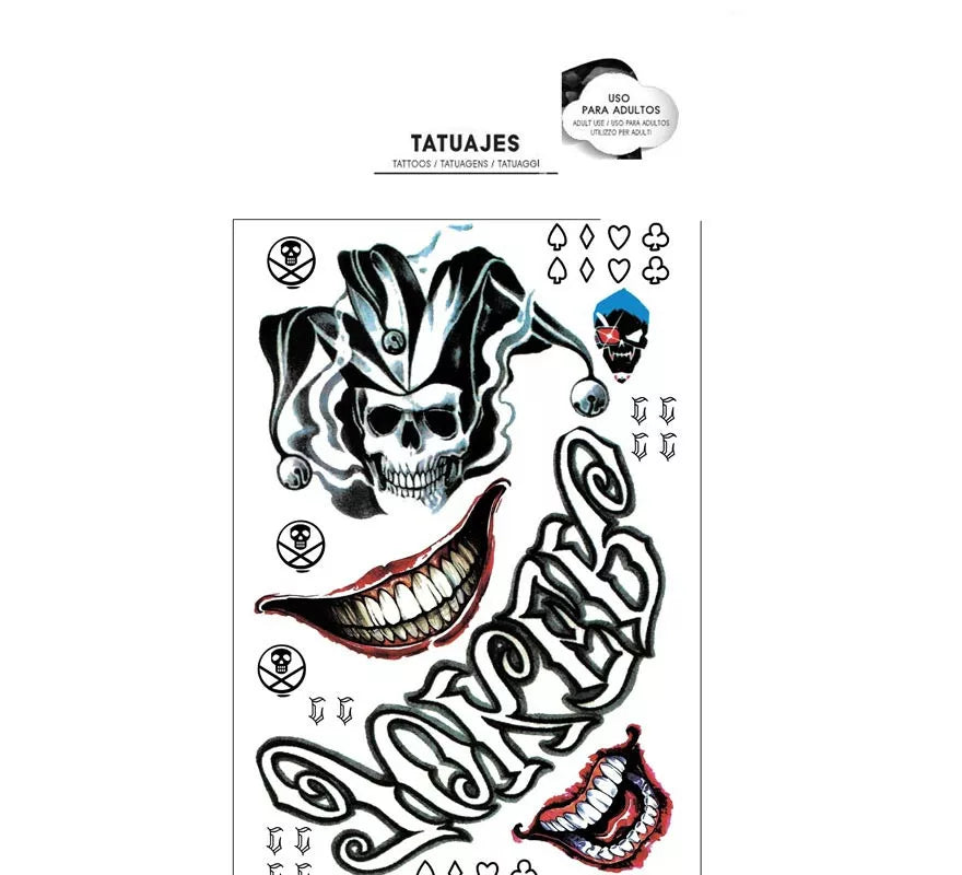 Translation missing: pt-PT.Pack de Tatuajes Payaso conflictivo de 20x32 cm
