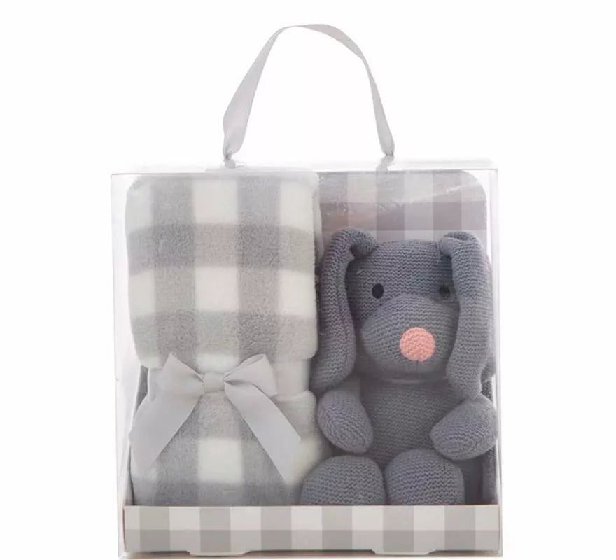Translation missing: pt-PT.Pack Manta de 90x75 cm y Perro de Peluche gris de 26 cm