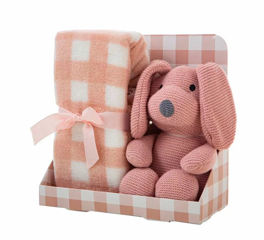 Translation missing: pt-PT.Pack Manta de 90x75 cm y Perro de Peluche rosa de 26 cm