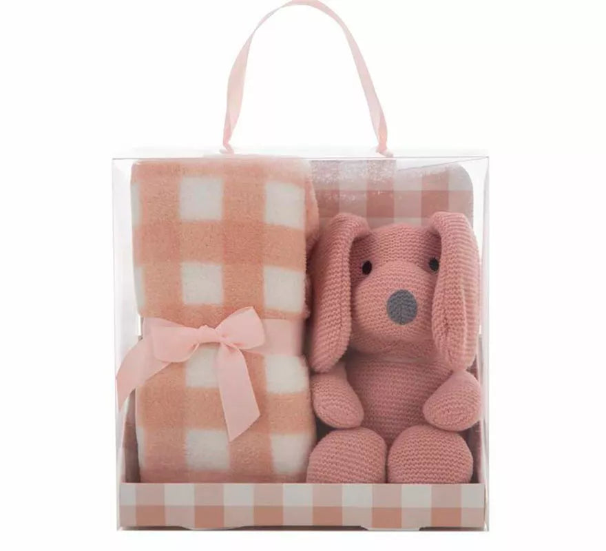 Translation missing: pt-PT.Pack Manta de 90x75 cm y Perro de Peluche rosa de 26 cm