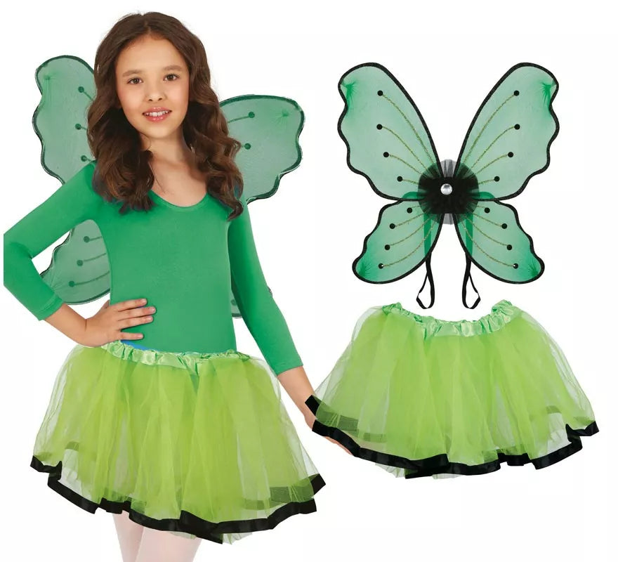 Translation missing: pt-PT.Pack Tutú y Alas Mariposa verde para niña