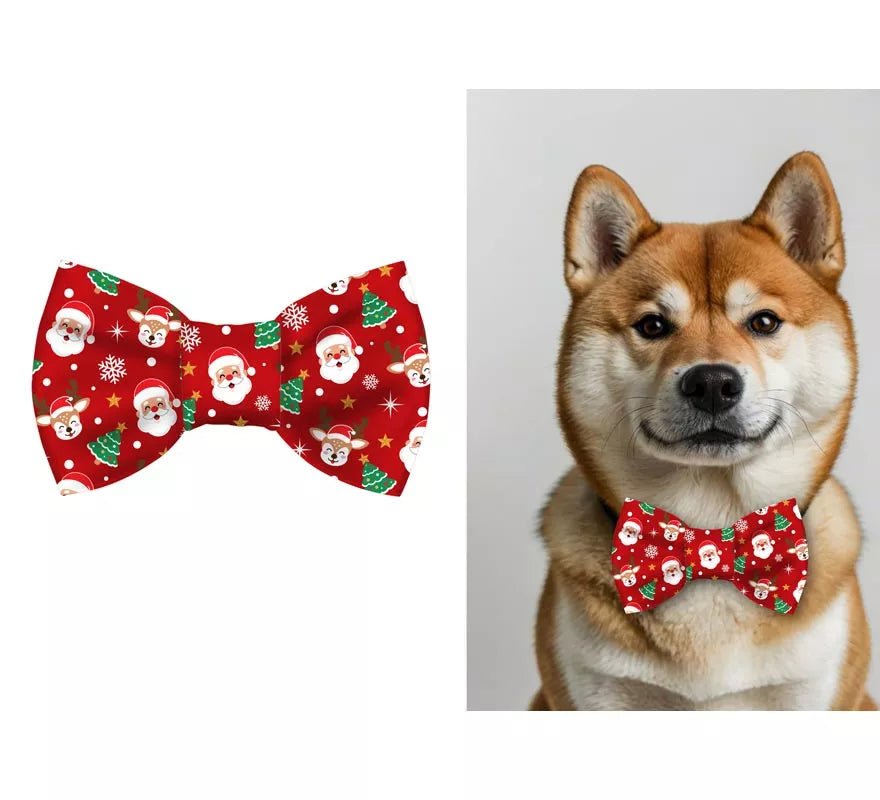 Translation missing: pt-PT.Pajarita Estampada de Papá Noel para perro