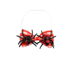 Gravata-borboleta vermelha com aranhas pretas