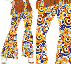 Calça feminina de bolinhas dos anos 70