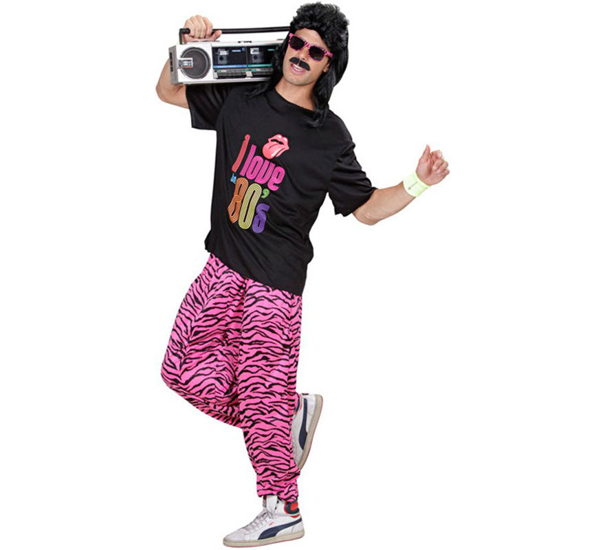 Translation missing: pt-PT.Pantalones Años 80 Estampado Cebra rosa para hombre