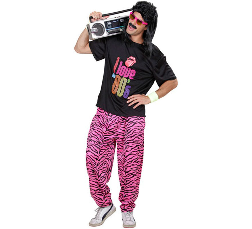 Translation missing: pt-PT.Pantalones Años 80 Estampado Cebra rosa para hombre