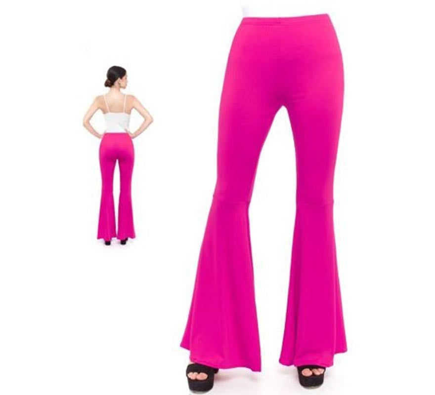 Pantalones de Campana de Punto color Fucsia para mujer