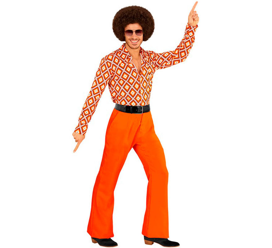 Pantalones Disco Años 70 naranja para hombre