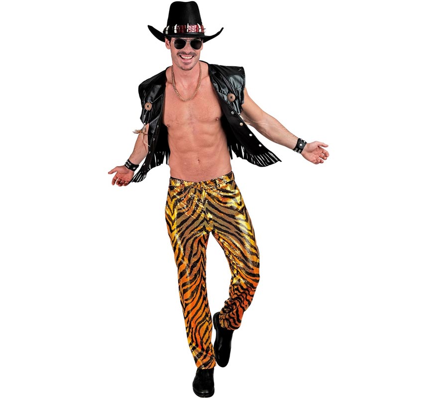 Translation missing: pt-PT.Pantalones Fiesta animal print dorado para hombre