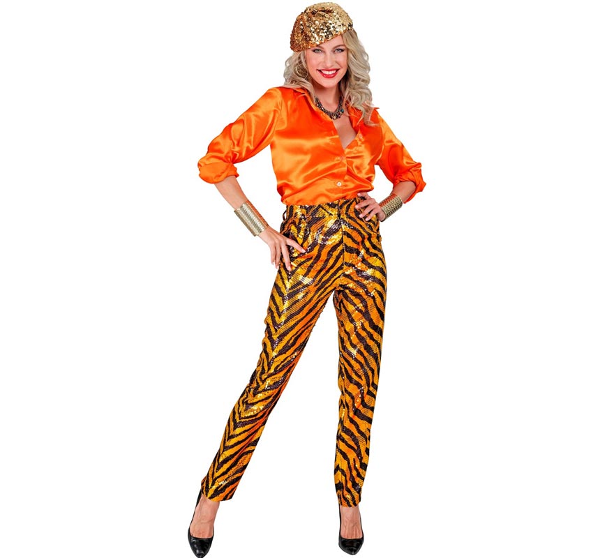 Translation missing: pt-PT.Pantalones Fiesta animal print dorado para mujer