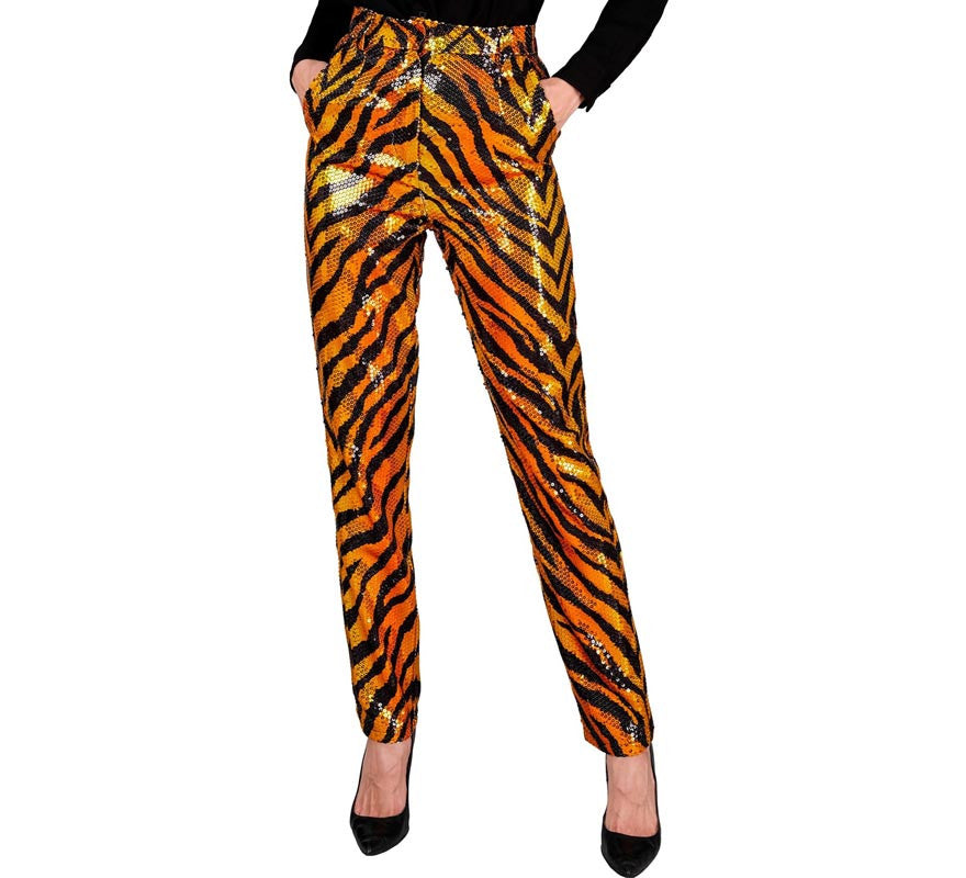 Translation missing: pt-PT.Pantalones Fiesta animal print dorado para mujer