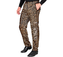 Calça de festa masculina com estampa de leopardo