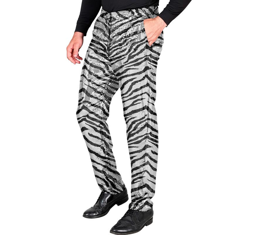 Translation missing: pt-PT.Pantalones Fiesta animal print plateado para hombre