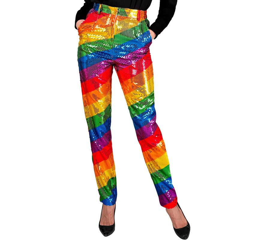Translation missing: pt-PT.Pantalones Fiesta franjas multicolor para mujer