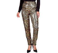 Calças de leopardo com estampa animal de festa da moda para mulheres