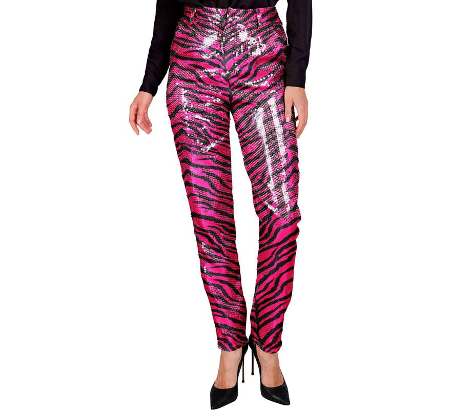 Translation missing: pt-PT.Pantalones Party Fashion Animal Print fucsia para mujer