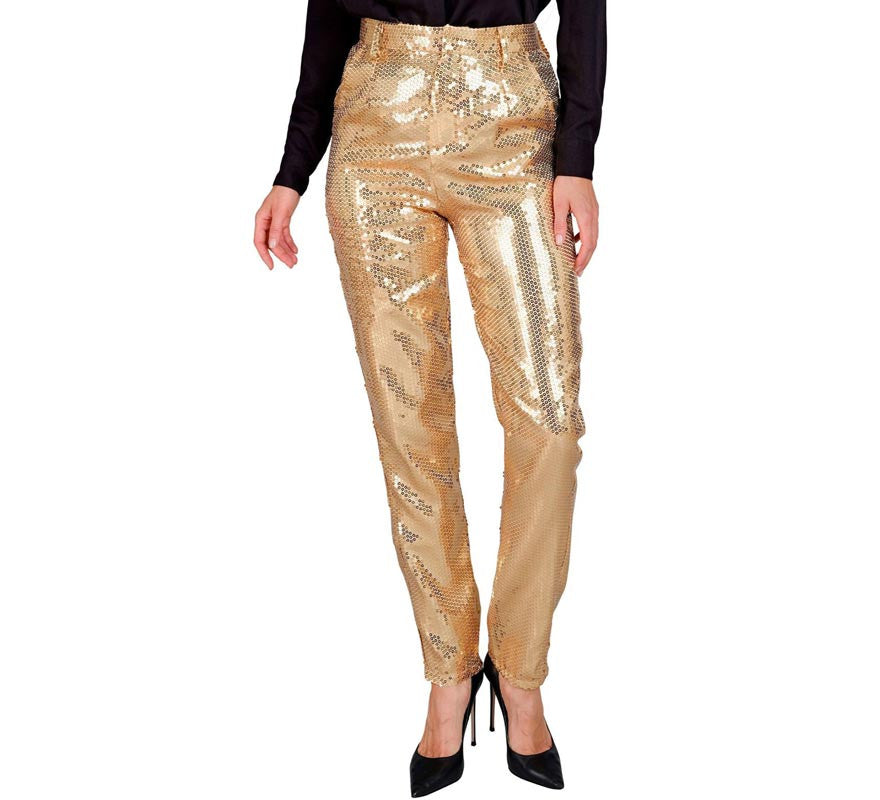 Translation missing: pt-PT.Pantalones Party Fashion lentejuelas dorado para mujer