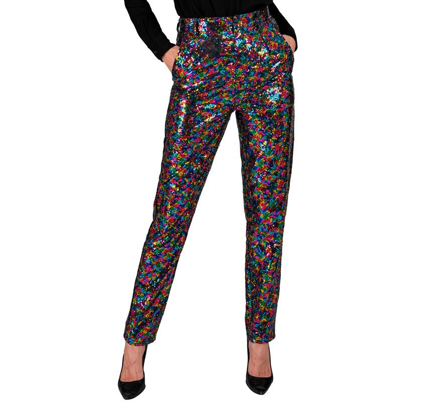 Translation missing: pt-PT.Pantalones Party Fashion lentejuelas multicolor para mujer