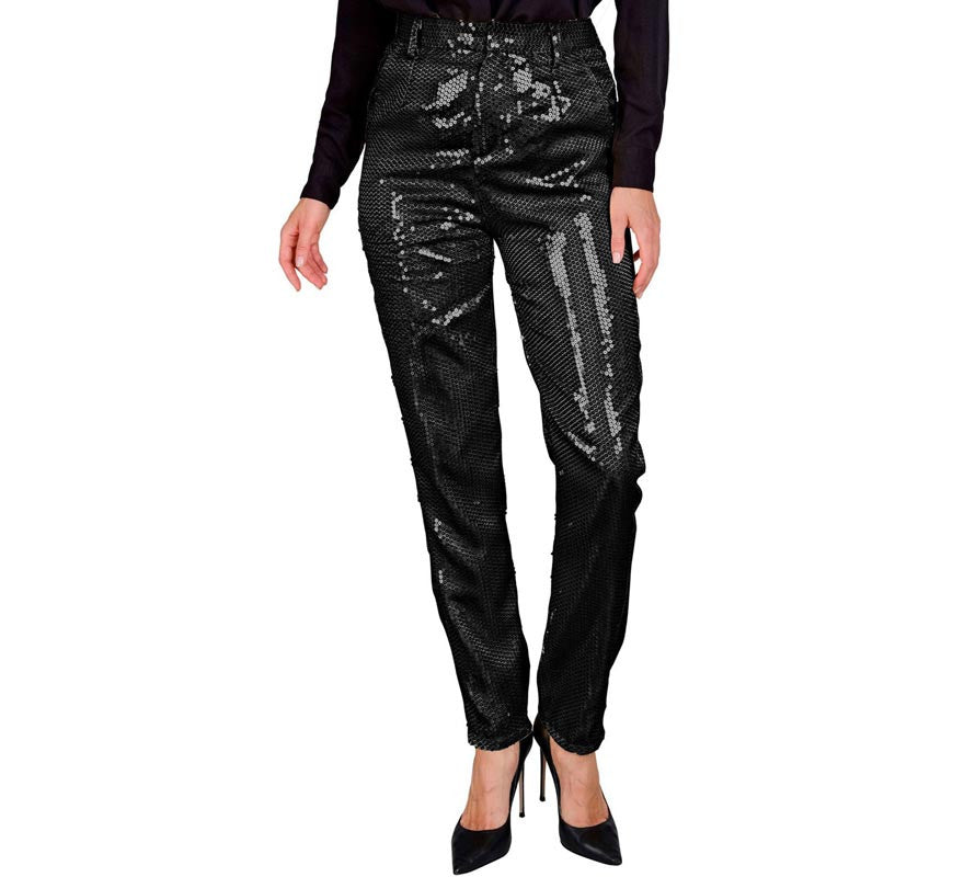 Translation missing: pt-PT.Pantalones Party Fashion lentejuelas negro para mujer