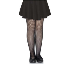 Collants de rede preta escura para criança, tamanho 8-10 anos