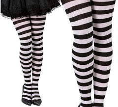 Meia-calça listrada em preto e branco