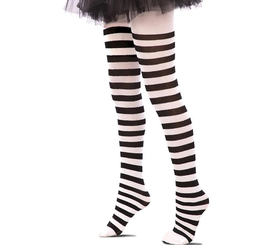 Translation missing: pt-PT.Pantys a rayas blanco y negro infantil