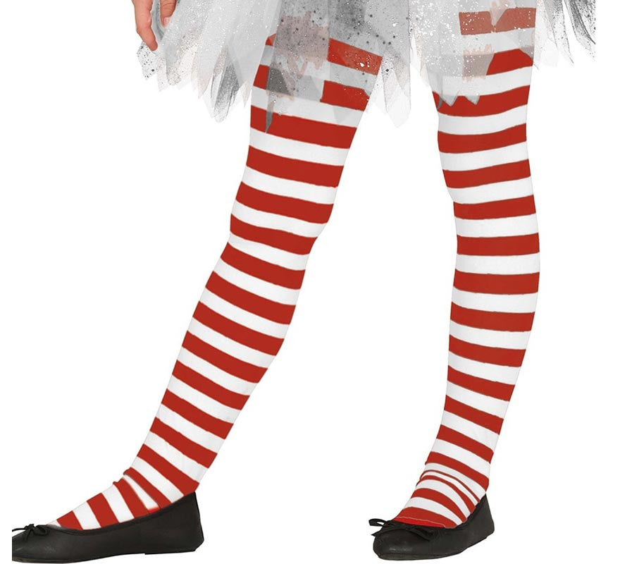 Translation missing: pt-PT.Pantys de Elfa Navideña a rayas rojo y blanco infantil