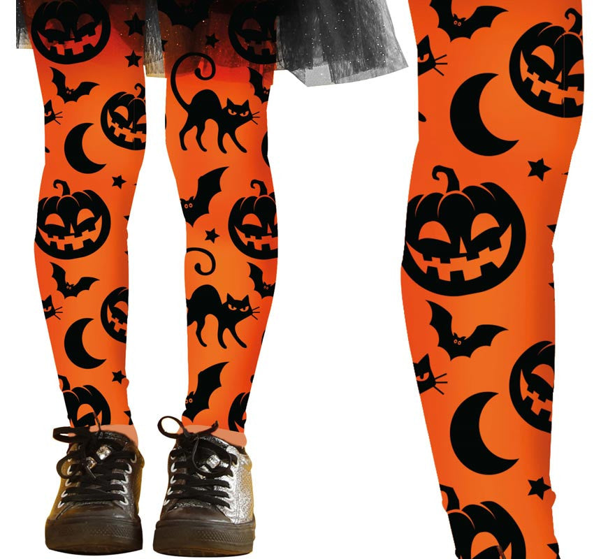 Pantys de Halloween naranjas Infantiles