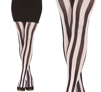 Pantys de Rayas Negras y Blancas Verticales Adulto