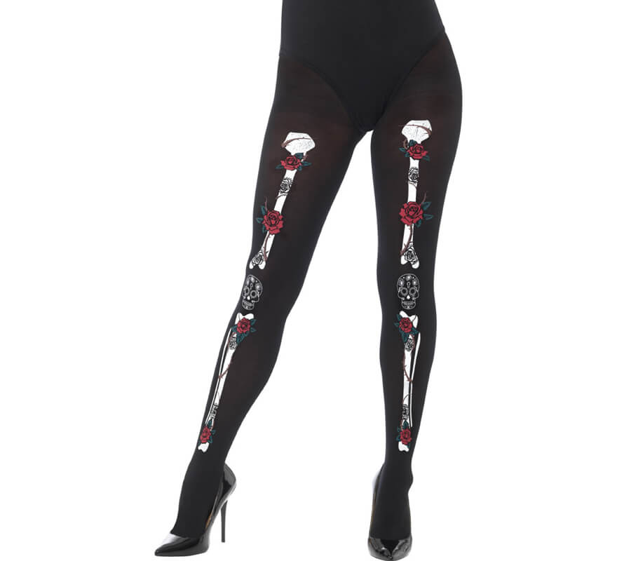 Pantys del Día de muertos Negras