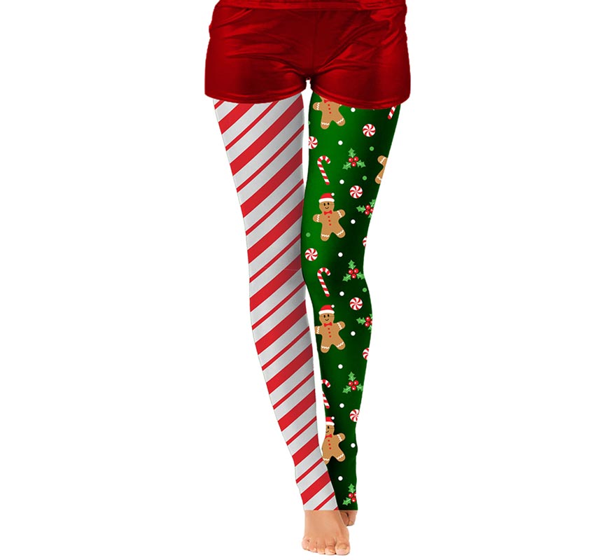 Pantys Navideñas doble estampado rayas y galleta adulto