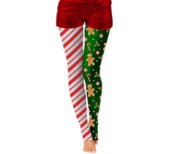 Collants de Natal com risca dupla e estampado de biscoitos para adulto