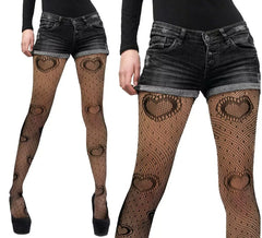 Meia-calça preta com corações