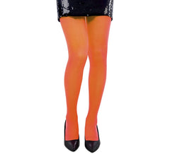 Meia-calça laranja neon